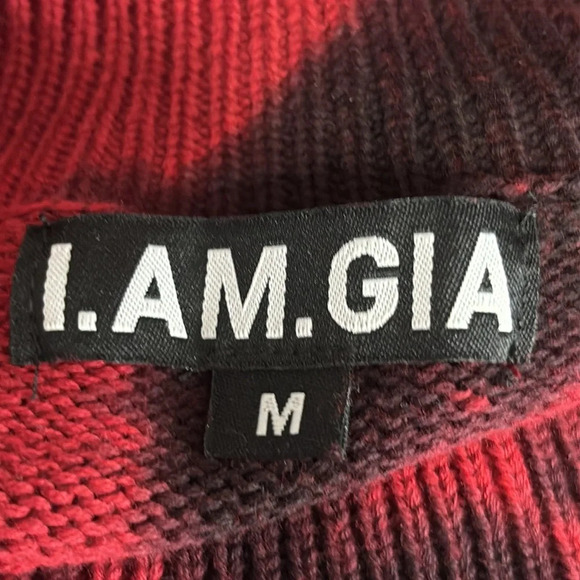 I.AM.GIA Ayden Cropped Tie Dye Turtleneck Sweater in Red & Black - Size Medium - Picture 7 of 9